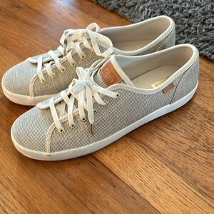 Keds Womens Black White Striped Lace Up Casual Sneaker Shoes Size 8.5